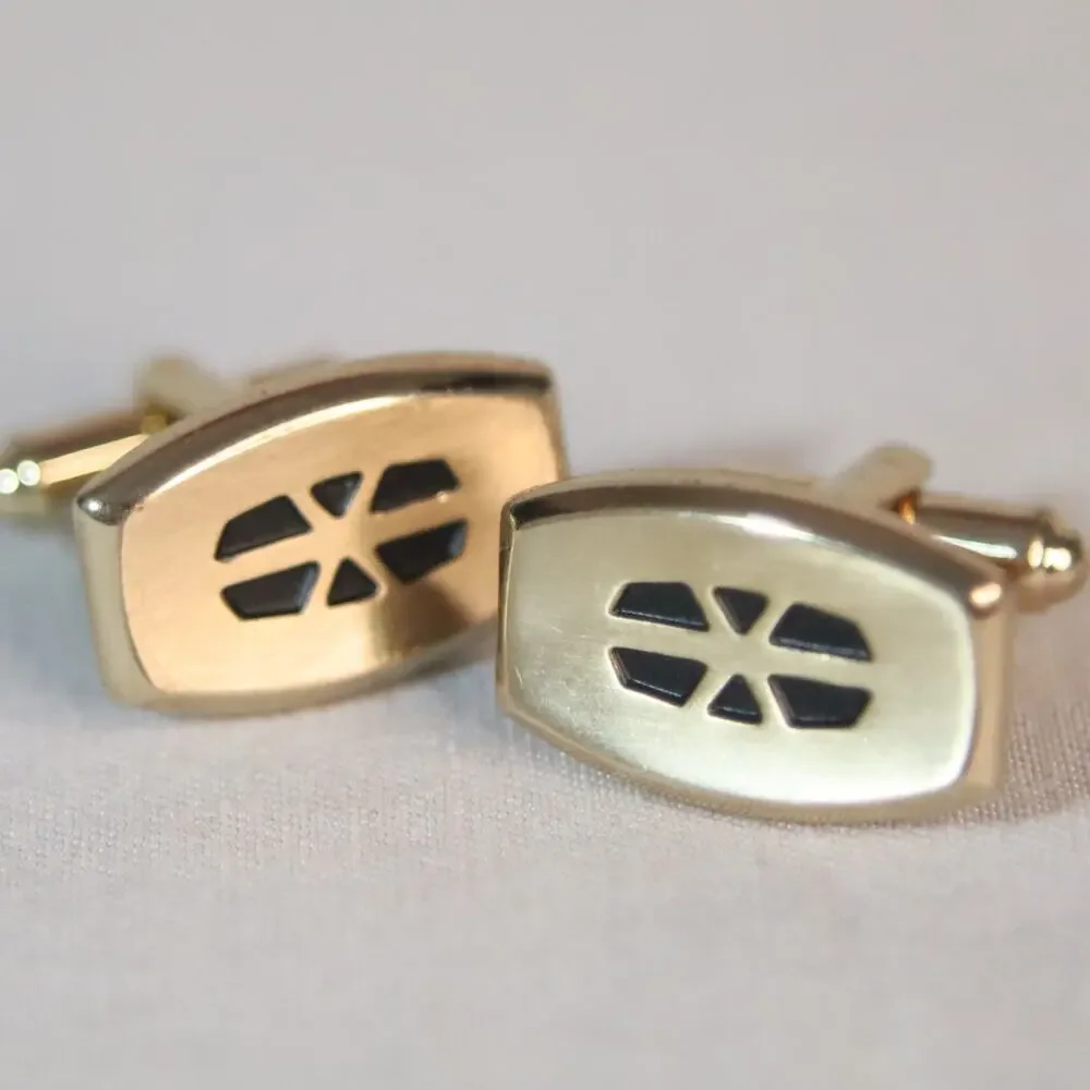 💎Hickok Vintage Cuff Links Gold Tone Goemetric Shapes